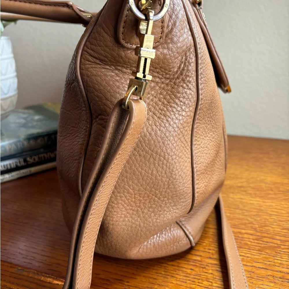 Tory Burch Tan Leather Hobo with Logo Medallion